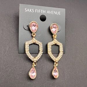 Saks Fifth Avenue Gold and Pink Crystal Earrings